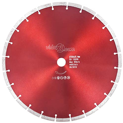 vidaXL Disco de Corte de Diamante Amoladora Hoja de Sierra para Corte Hormigón Armado Granito Piedra Natural Ladrillo Acero 350 mm