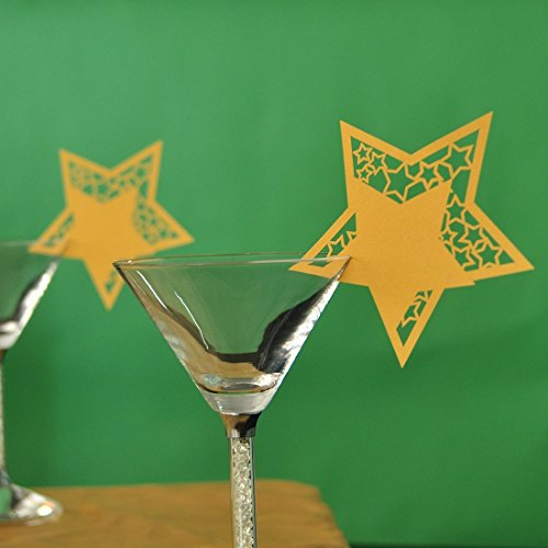 Inzopo 50pcs Star Wine Glass Name Place Cards Wedding Christmas Decoration - Gold