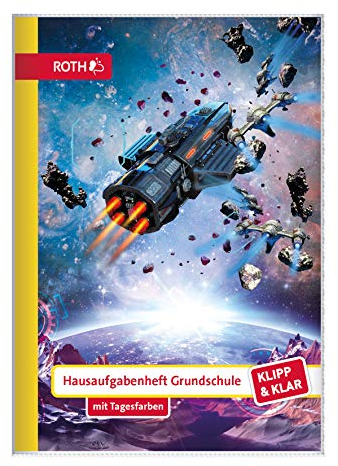 ROTH Klipp&Klar Hausaufgabenheft Space Fighter - A5 mit Tagesfarben, Grundschulaufgabenheft mit Umschlag
