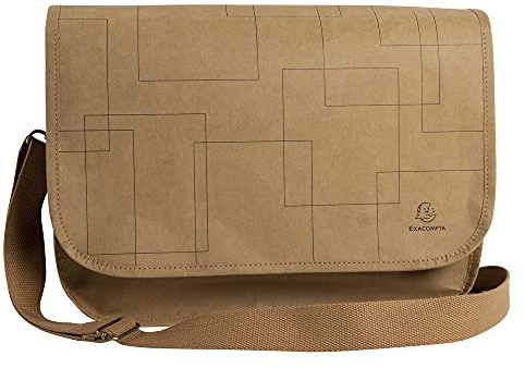 Exacompta 17650E Premium Tasche Eterneco mit 15 Laptopfach und Gurt wasserabweisend aus pflanzlichen und veganen Materialien ideale Umhängetasche für Schule, Uni und Arbeit Kunstlederoptik braun