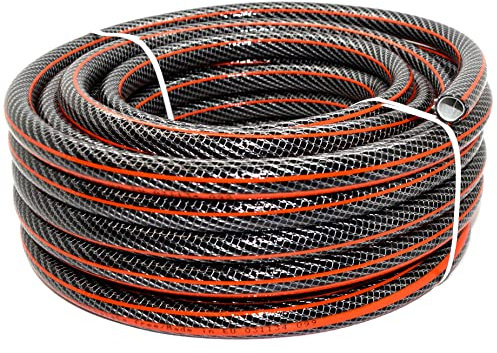 25 m / 82 ft Garden Hose Pipe - 1/2 Kink-Free 6-Layer Reinforced Non-Toxic Phthalate-Free PVC Hosepipe - Heavy-Duty Outdoor Watering Tube for Garden, Lawn, Greenhouse, Irrigation, Car Wash - Black