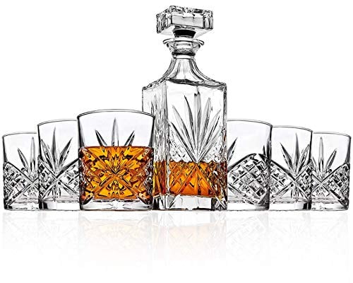 Dekanter und Gläser-Set, eleganter Likör-Glas-Dekanter, perfekt graviertes Dekantergläser-Set für Whiskey, Bourbon, Brandy und Wodka, Geschenke für Familie, Freunde, Männer (Apollo)