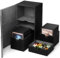 Scimi X-Large Commander Premium Doppeldeck-Box für 200+ Sleeved Cards ProTwin FlipDeckCase mit 3 Fächern passend für MTG/TCG/CCG (schwarzes Leder-Effekt-Kreuzschraffur)