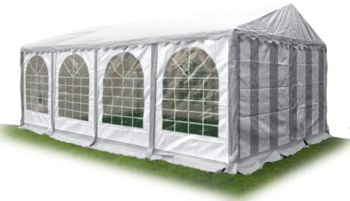 Ambisphere Tente de réception Classic Plus - Pavillon - 550 g/m² - Bâche en PVC - Tente de Jardin/chapiteau/Tente à bière, imperméable, résistante aux UV et Ignifuge 5x10 Gris/Blanc