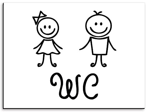 Plaque de signalisation WC enfants NOIR en aluminium 20x15 cm