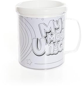 Unicorn Colour Your Own Cup - Plastic Mug with 2 Unicorn Themed Colouring Sheets - Kids Fun Activity Arts and Crafts Party