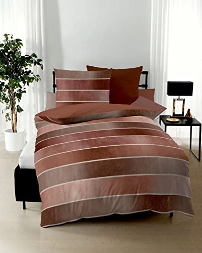 Kaeppel Timeless Parure de lit en flanelle fine (Terra 547, 1 x 80 x 80 cm + 1 x 155 x 220 cm)