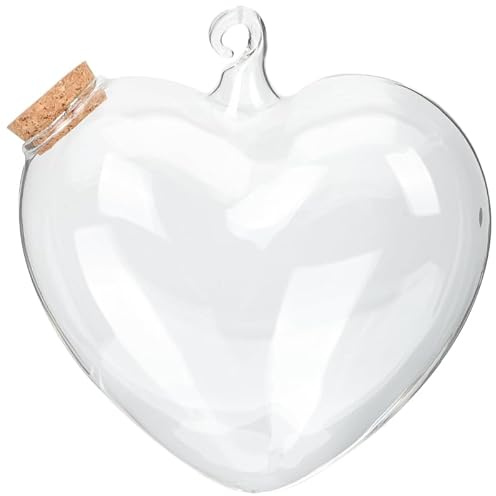 Zerodeko Transparent Glas Wunschflasche mit Hängendem & Holzrahmen | HerzföRmige Glaswunschflasche für Selbstgemacht und Wohnraumgestaltung Glasförmiger Landschaftsbehälter