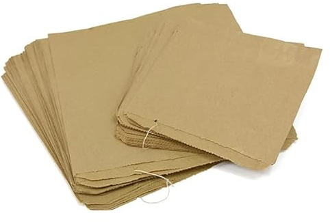 ezkart Pack of 200 - Versatile Brown Paper Bags Assorted Sizes for Groceries, Vegetables, Bread, & Fruits- Ideal as Sandwich, Cake, Paper Food Bags, Pick and mix bags Sweet Bags (200, 8x8 Inch)