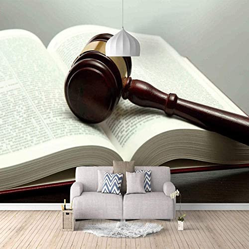 XPINGO Teenager Wallpaper 3D Book Gavel Mural Wall Print Decal Wall Murals,Decorative Wall Papers Home Decor Removable Wall Posters Self-Adhesive Wall Photo 400 x 280 cm