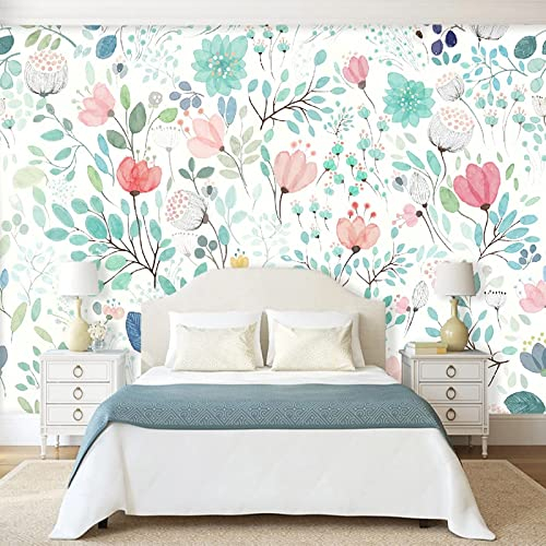 GIVLWF Abstrakte Blätterpflanze Tapeten, Aquarell-Blumenblume Vlies Tapete, Wandbild Dekoration - für Zuhause Schlafzimmer die Mauer 350 x 265 cm