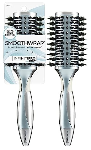 InfinitiPro by Conair Hairbrush, Porcupine Round Brush, Detangler Brush Helps Reduce Frizz and Add Volume, Smoothwrap Series in Icy Blue, Pack of 1