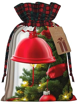 OdDdot Weihnachtsbaum-roter Druck Kordelzug Beutel, Süßigkeitentasche, Weihnachtsfeiertagsgeschenktüte. Für Feiertags-Party-Bevorzugungsbedarf