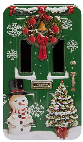 POWERHAUS24 Blechdose weihnachtliche Haustür (grün), Dekoration, Aufbewahrung, Geschenkbox, lebensmittelecht, ca. 20,5 x 12 cm Weihnachtsedition inkl. 2 Rezepte