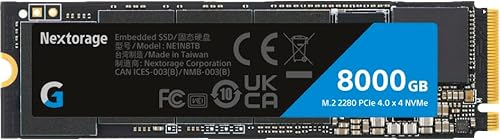 Nextorage Japanischer Hersteller G Serie 8TB M.2 2280 Internal SSD Maximale Übertragungsrate 7300MB/s PCIe Gen 4.0 x 4 NVMe 1.4 8000GB NE1N8TB