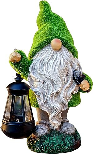 KALDJKS Lustig Gartenzwerg Wetterfest Figur,Figur Zwerg Gartenzwerg Gartenwichtel Groß Deko Zwerg, Gartenfiguren aus Harz Wasserfest Gartenwichtel Garten Deko für Außen Gartenleuchte Balkon