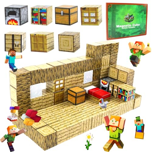 Uiczdry 80 Stück Magnetische Bausteine - Build Mine Magnete Welt World Set,Magnetic Building Blocks,Magnetisches Spielzeug für Jungen und Mädchen,Montessori Spielzeug ab 3 Jahre Geschenk für Kinder