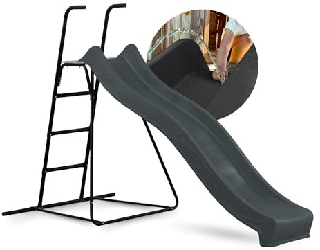 Spielturmking® Kinder Rutsche mit Podest Outdoor Garten Spielgeräte, Stabile Wasserrutsche mit Leiter für Kinder, Alternative zu Indoor Spielgeräten, 2,30 Meter lang (Anthrazit)