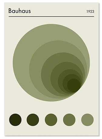 Baibexing Abstraktes Bauhaus-Grün, Hd-Leinwandgemälde, Minimalistisches Wandkunst-Poster Und Druck, Schlafzimmer, Wohnzimmer, Heimdekoration, A1 60X90Cm Kein Rahmen
