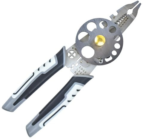 Geevorks Abisolierzange Crimper 10 in 1 Kabelschneider Drahtzange Werkzeug Abisolieren Drücken Draht Ziehen Abisolieren Werkzeug mit 10 Trennlöchern Professioneller Elektriker 0,8/1,0/1,3/1,6/2,0/2,6