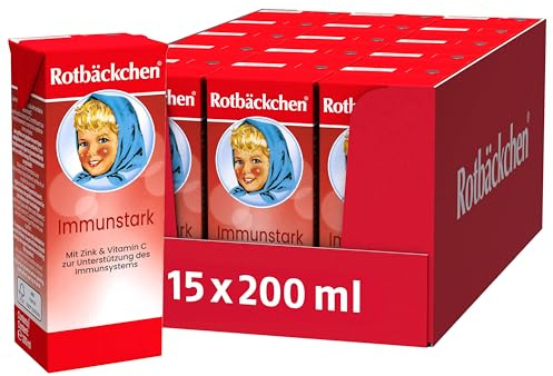 ROTBÄCKCHEN Immunstark Trinkpäckchen 15er Pack (15 x 200 ml) | Mehrfruchtsaft mit Zink und Vitamin C. Trinkpäckchen für Kinder, ideal für Schule, Sport & unterwegs