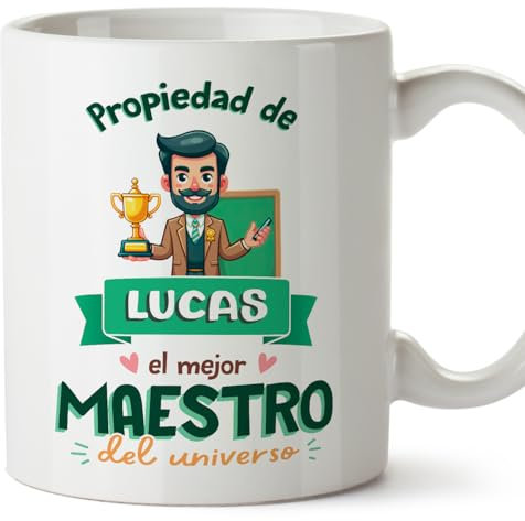 MUGFFINS Tazas Personalizadas para MAESTRO hombre - En Español - Propiedad de - 11 oz / 330 ml - Regalo Personalizable original y divertido
