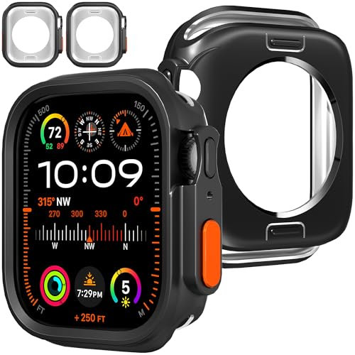 Diruite 2-Pcs Funda Protectora para Apple Watch Series 10 46mm Carcasa Funda Ultra Delgada Suaves TPU Hueco Case Protector Sin Pantalla,Negro,Series 10 46mm