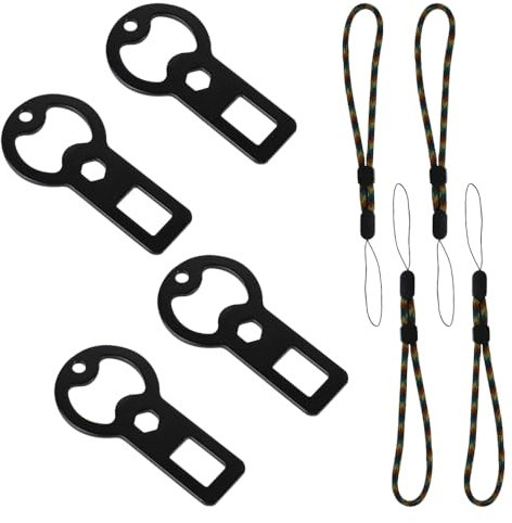 IBEQUEM 4 apribottiglie portatili, cintura di sicurezza 3 in 1, silenziatore con cordino, portachiavi compatto e divertente, grande regalo per attività all'aperto, baristi, buoni amici (nero)