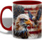 Tasses À Café Eagle À Tête Blanche Avec Drapeau Américain Mug Céramique Drôle Imprimé Tasses De Petit Déjeuner, Pour Domicile, Anniversaire, Homme, 330ml