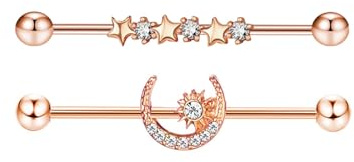 XSDSLS 16G Industrial Piercing Edelstahl Industrial Piercing Bars Ohrringe Scaffold Ohr Piercings Barbell Knorpel Helix Piercings für Damen