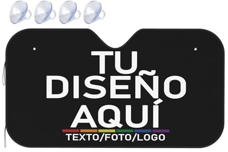 Personalizada parasoles para Coche con Foto Texto Parasol Personalizado Coche Mantiene el Vehículo Fresco Protector De Rayos UV A Prueba De Polvo para Proteger del Sol a Bebés y Mascotas Negro S
