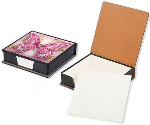 Butterfly Diamond Painting Kit Note Box,Memo Paper Storage Box Diamond Art,Sticky Note Holder Diamond Art,Diamond Painting Memo Pad for Office Desk. (Butterfly)