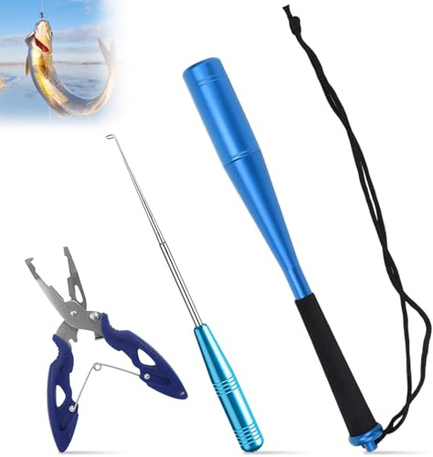 3 in 1 Fishing Multi Tool Set with Fish Pliers, Hook Remover, Fishing Disgorgers and Priest, Portable Heavy Duty Aluminum Alloy & Stainless Steel Fishing Accessories for Professional & Amateur Anglers