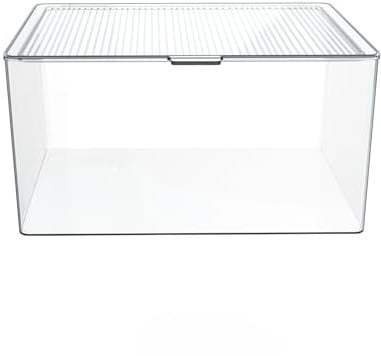 QoTang CD Aufbewahrungsbox mit Deckel,DVD Aufbewahrungsbehälter Transparente Plastikbox Kapazität für bis zu 24 CDs Staubdicht DVD Schutz,27x15,5x15 cm