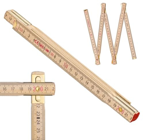 Metrie™ Zollstock Perfekt 5 – Gliedermaßstab 1m | Natur | Lackiertes Holz, Stahlgelenke – Duplex Teilung, Hergestellt in der EU | Robuster & Präziser Holz-Gliedermaßstab | 1 Stück