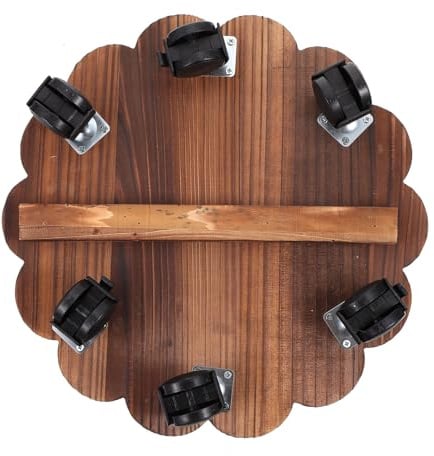 Beweglicher Blumentopfhalter 35x35x7cm mit 360° Rollen | Runde Form, Coffee Farbton, Abnehmbare Räder, für Kräutertöpfe im Büro oder Drinnen