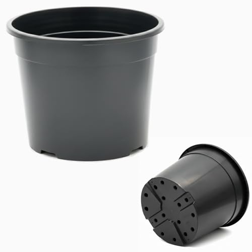 FUTURE GARDENING Black Plastic Plant Pots 0.5L 1L 2L 5L 7.5L 10L 12L 15L – Flower, Nursery & Growing Containers, Reinforced Rim, Extra Drainage – Multi Pack 1–200 (12L, Pack of 5)