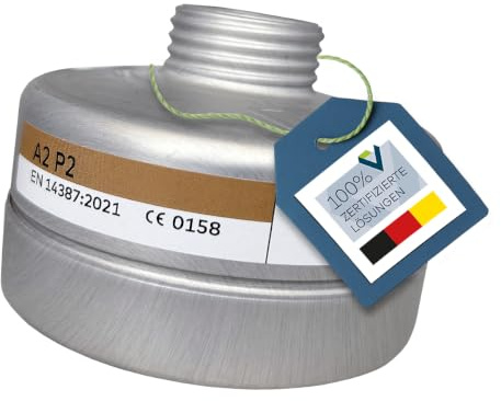 BartelsRieger Kombinationsfilter BR A2P2, Atemschutzfilter nach DIN-Norm | Schraubfilter Schutzklasse A2P2 gegen organische Gase und Dämpfe sowie Partikel. Mit Rundgewindeanschluss für Atemmasken