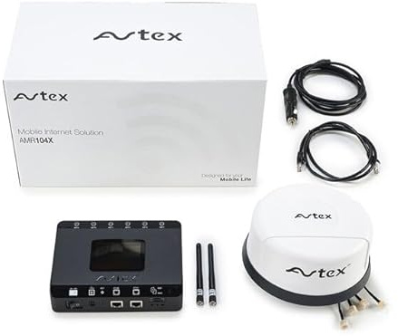 AVTEX 4G LTE Router with 5G Antenna, AMR104X-W, Dual-SIM, WLAN, CAT6, 300Mbps, White