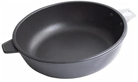 De Buyer 8352.28 Sauteuse Choc Induction anti-adhésif Diamètre 28 cm avec Embase pour Manche Amovible (non fourni)