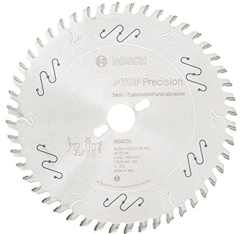 BOSCH Kreissägeblatt Top Precision Best für Laminated Panel Abrasive 250 x 30 x 3,2 mm, 48, 2608642104