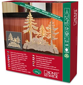 Konstsmide Innendekoration Silhouette 3D Wald Motiv Double Power Akku oder Trafo Kiefer Natur 16 LEDs - Warmweiß
