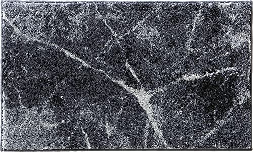 Erwin Müller Badematte, Badteppich, Badvorleger rutschhemmend Marmor grau Größe 50x80 cm - sehr saugfähig, schnelltrocknend, für Fußbodenheizung geeignet (weitere Größen)