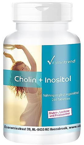 Choline avec Inositol - 240 comprimés - ! POUR 8 MOIS ! – Soutient le foie et le métabolisme des graisses – Hautement dosé | Vitamintrend®