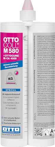 OTTOCOLL M 580 Extrem schneller 2K-Hybrid-Klebstoff 2x190 ml Doppelkartusche C195 hellgrau