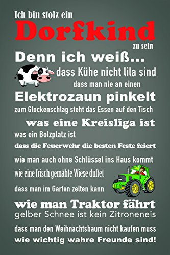 Schatzmix Blechschild Ich Bin stolz EIN Dorfkind zu Sein Metallschild Wanddeko 20x30 tin Sign