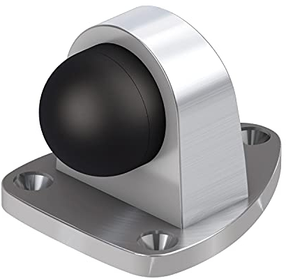 BASI | Türstopper für Bodenmontage | Edelstahl-Optik | Türhalter | Türpuffer | Bodentürstopper in Silber | Schutz für Wand und Möbel | Gummi-Schutz | Wandschutz