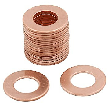 X AUTOHAUX 20 Pcs M10 x 20mm x 1mm Copper Washers Flat Sealing Gaskets Rings