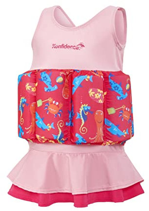 Konfidence Float suit - Traditional Kids Swimsuit for 1-5 Years with Adjustable Buoyancy/Removable Foam Floats - Super Soft,Flexible Lycra (Sea Friends, 1-2 Years)