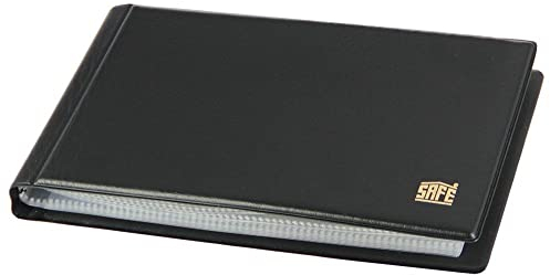 SAFE 6003 Album de Poche pour Cartes Postales – Mini-Album 40 Cartes – Format Compact, Couverture Similicuir Noir – sans plastifiant – 135 x 18 x 2 cm